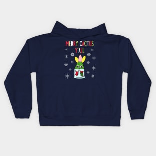 Merry Cactus Y'all - Hybrid Cactus In Christmas Themed Pot Kids Hoodie